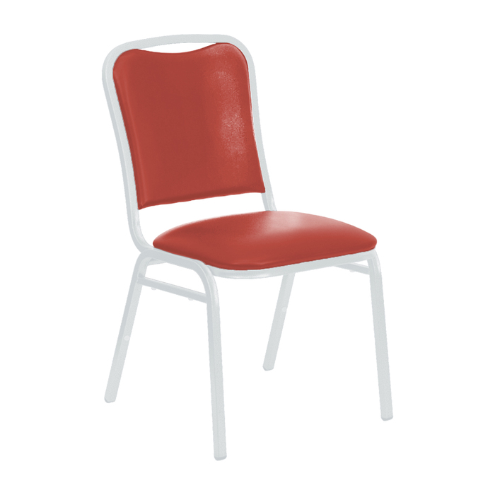 Банкетный стул "Бостон" 20 мм, каркас белый, обивка кожзам красный