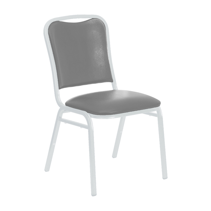 Банкетный стул "Бостон" 20 мм, каркас белый, обивка кожзам серый