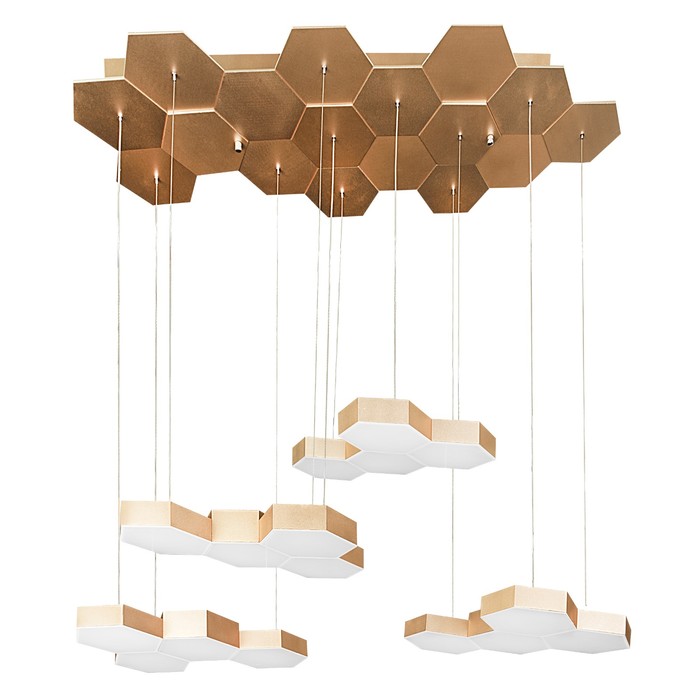 Люстра FAVO 80Вт LED 4000K сатин, золото 33x92x150см