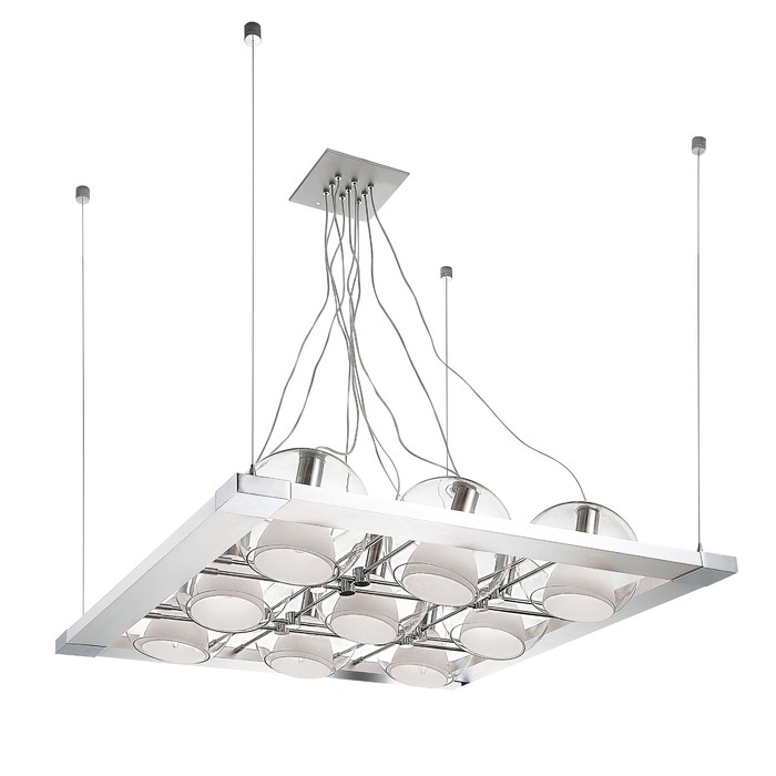 Люстра подвес PALLA 9х40Вт E14 хром, белый 96x96x135см