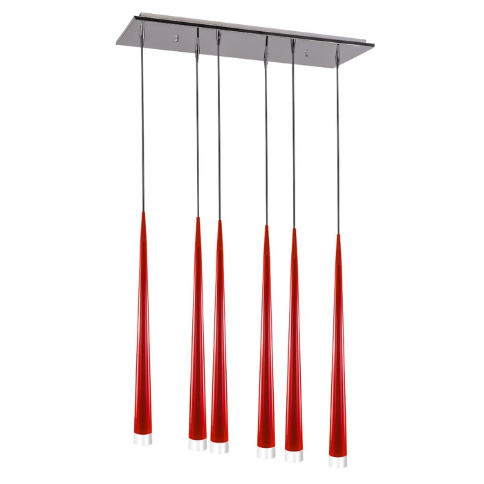 Люстра подвес PUNTO 6x25Вт G9 красный 70x28x130см