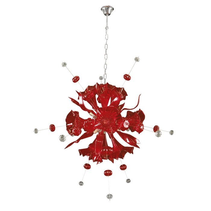 Люстра CELESTA 12х6Вт G9 красный 115x185см