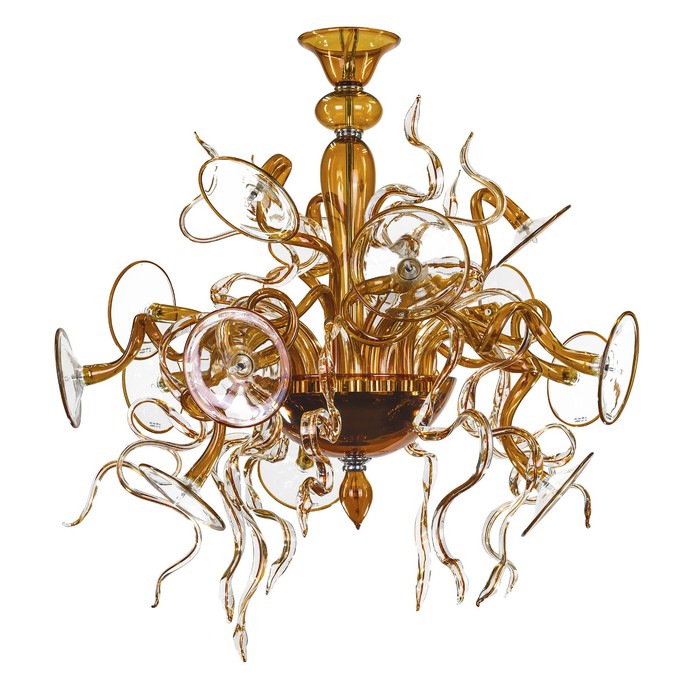 Люстра RICCIOLO 15х20Вт G4 коньячный 87x150см