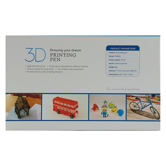 3D-ручка FUNTASTIQUE RP800A, ABS и PLA, с дисплеем, фиолетовый (+ пластик, 3 цвета)