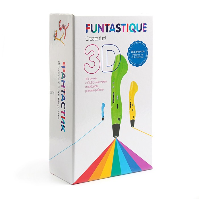 3D-ручка Funtastique ONE FP001A, ABS и PLA, с дисплеем, белый (+ пластик, 3 цвета)