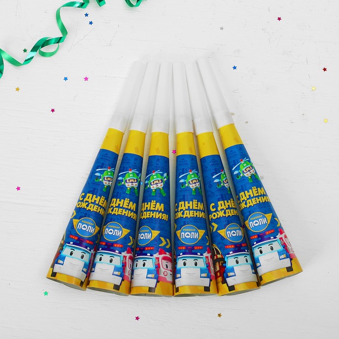 Язык-гудок "Робокар Поли и друзья", набор 6 шт, 20 см