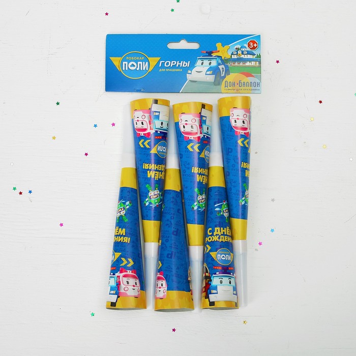 Язык-гудок "Робокар Поли и друзья", набор 6 шт, 20 см