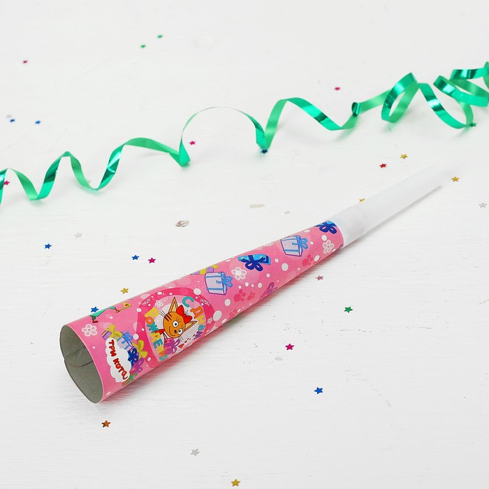 Язык-гудок "Три Кота", набор 6 шт, цвет розовый, 20 см