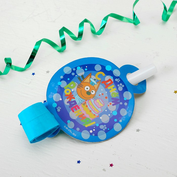 Язык-гудок "Три Кота", набор 6 шт, цвет синий