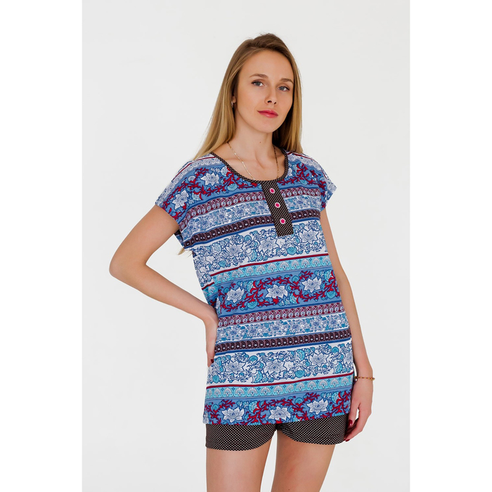 Комплект женский (туника, шорты) Василина цвет синий, р-р 54