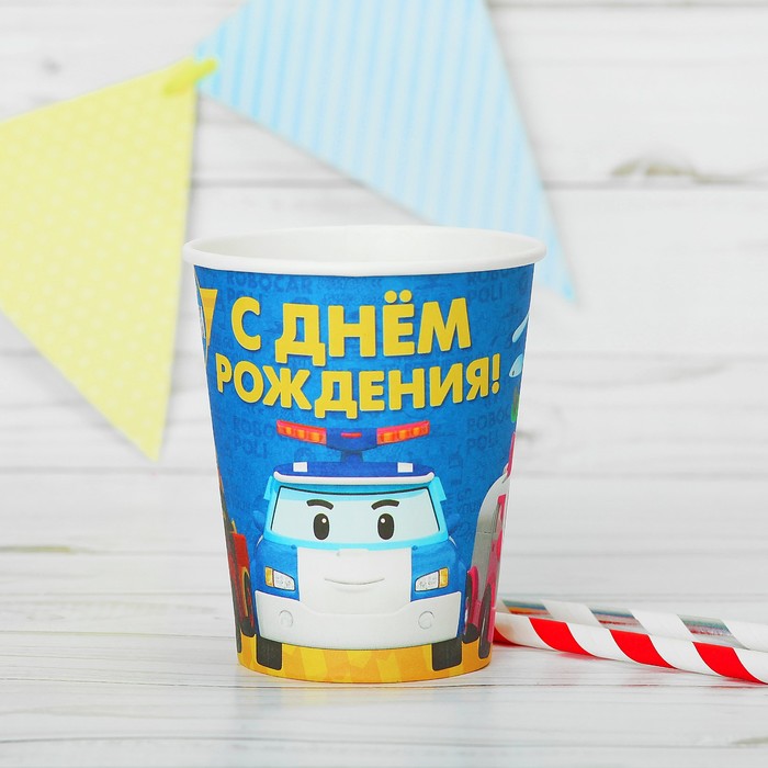 Стакан бумажный "Робокар Поли и друзья", 6 шт, 180 мл