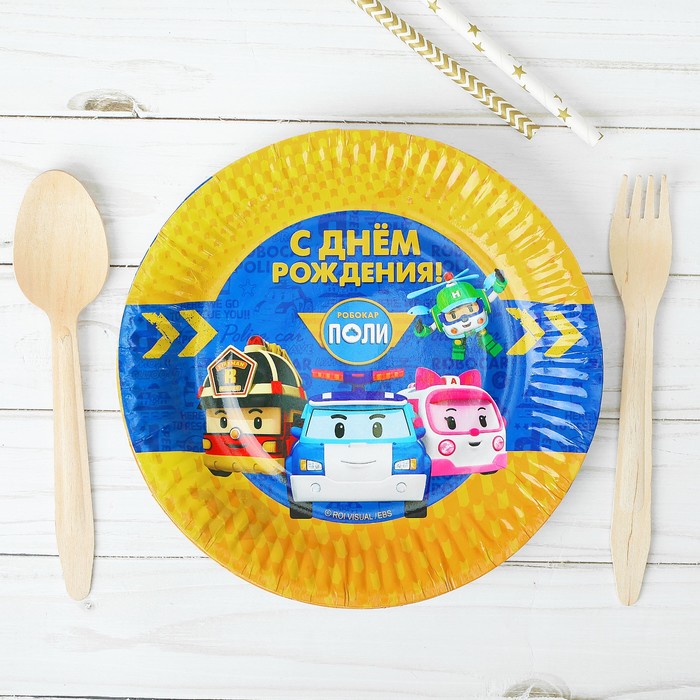 Тарелка бумажная "Робокар Поли и друзья", 6 шт, 7 дюймов