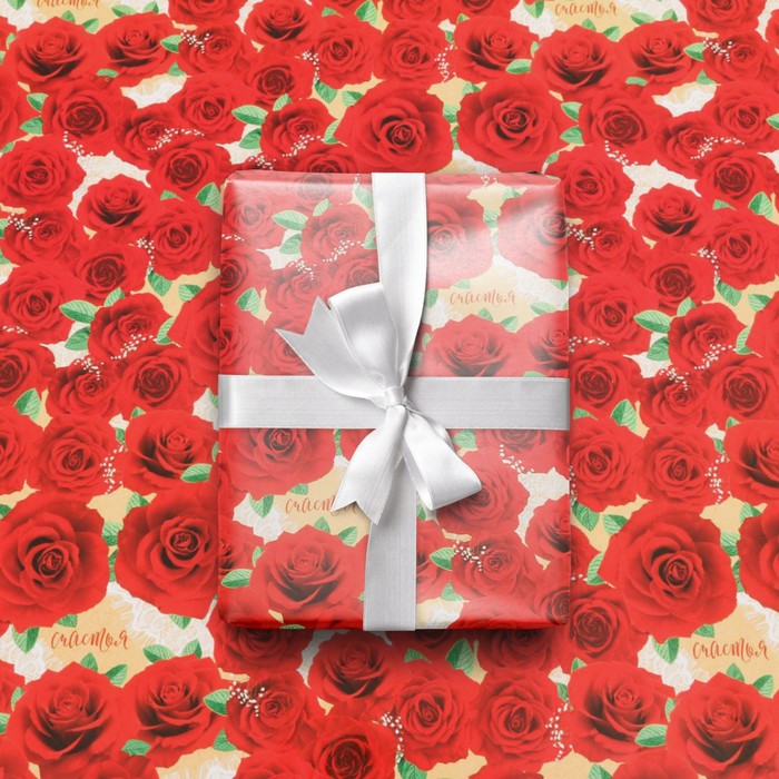 Бумага упаковочная глянцевая «Розы», 50 х 70 см