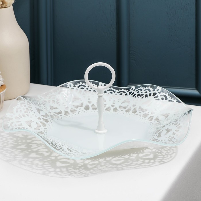 Конфетница 30 см "Медуза. Кружево", цвет белый