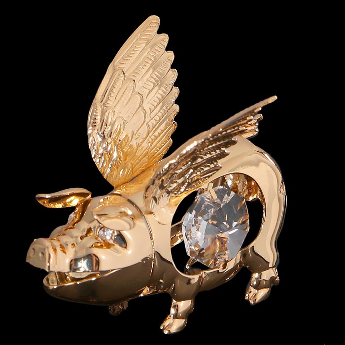 Сувенир «Свинка с крылышками», 5х4х5см, с кристаллами Сваровски