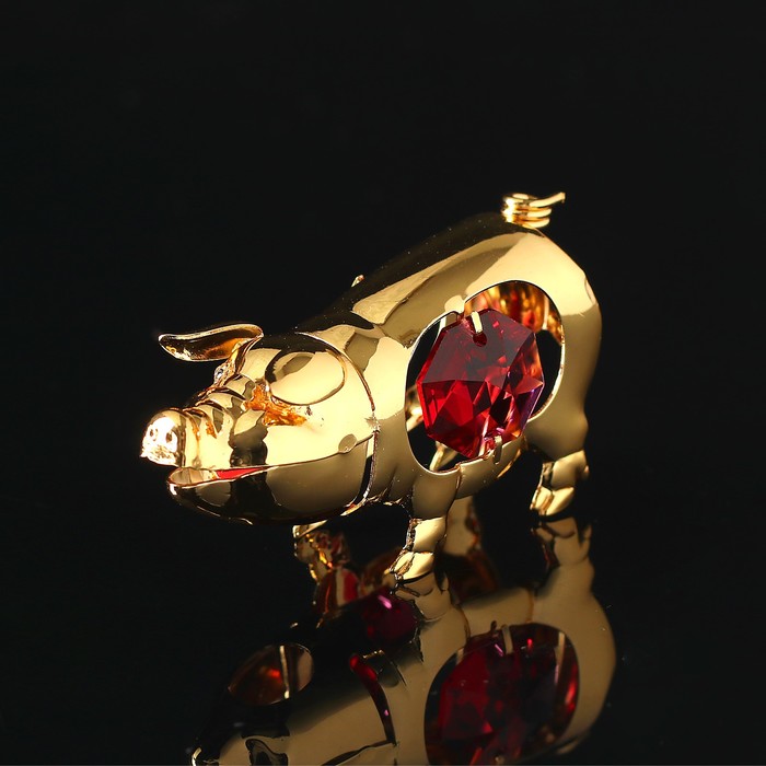 Сувенир «Свинка», 5×2×3 см, с цветными кристаллами Сваровски