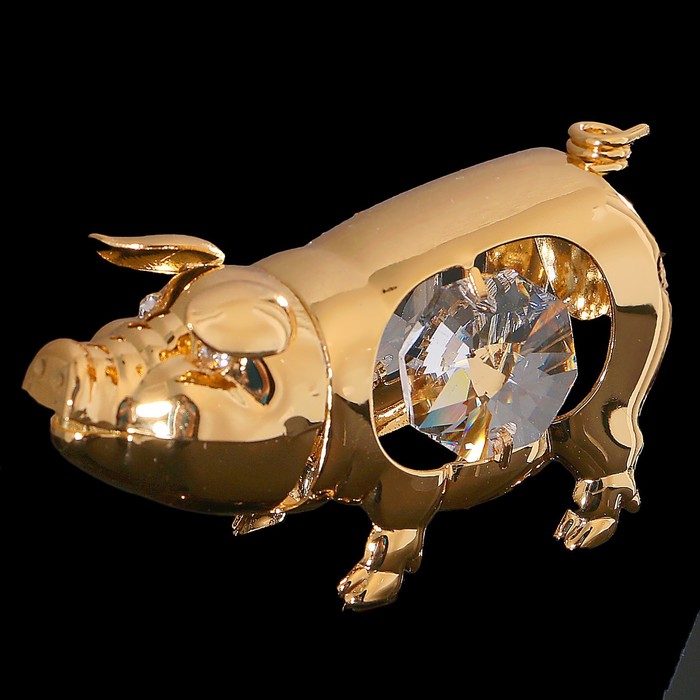 Сувенир «Свинка», 5×2×3 см, с кристаллами Сваровски