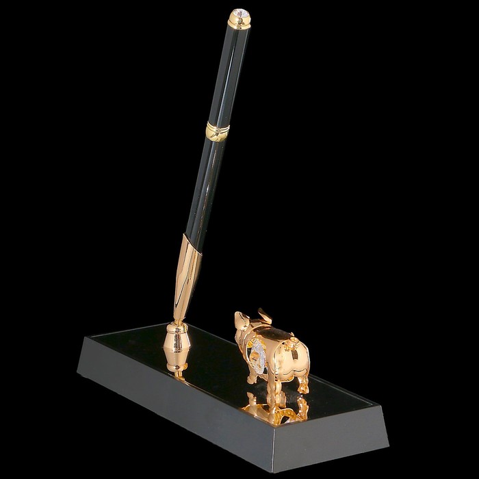 Ручка на подставке «Свинка», 16х6х20 см, с кристаллами Сваровски