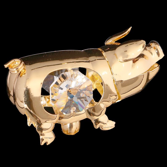 Ручка на подставке «Свинка», 16х6х20 см, с кристаллами Сваровски