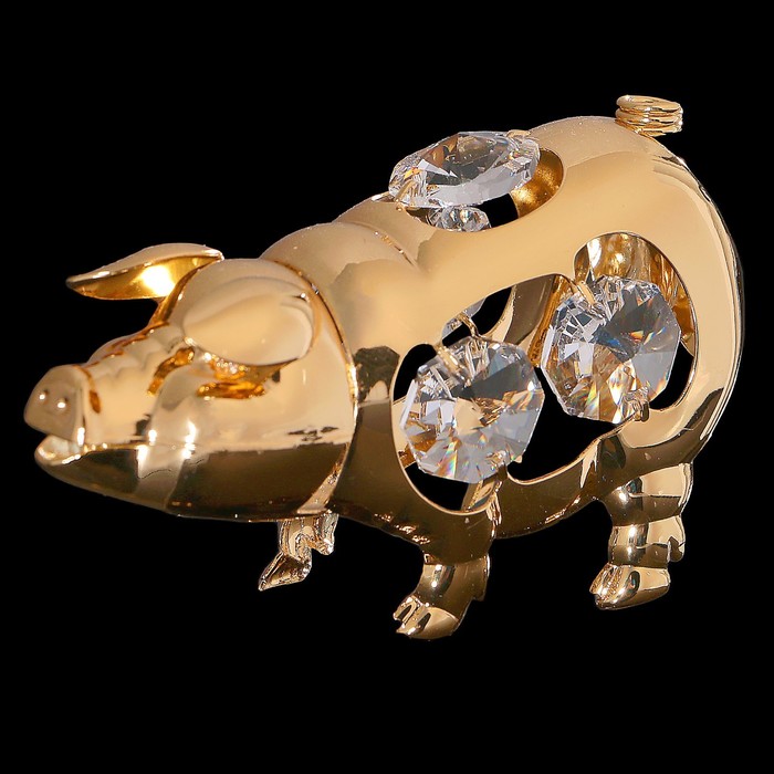 Сувенир «Свинка», 7,5х3х4 см, с кристаллами Сваровски