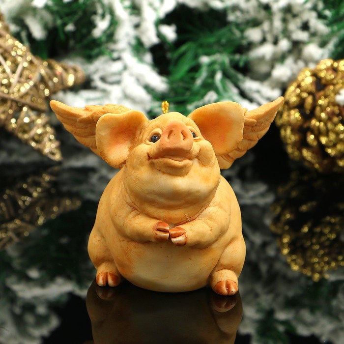 Сувенир «Свинка с крыльями», бежевая, 10×,5×8 см, полистоун