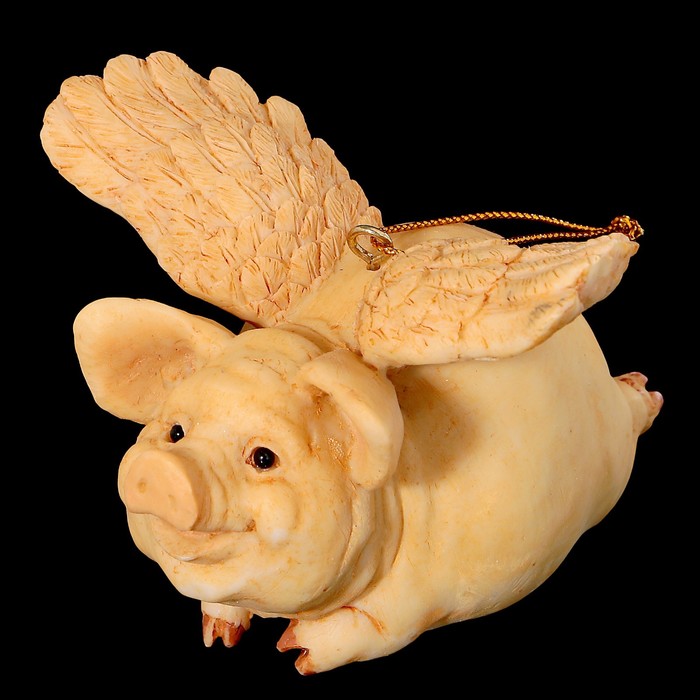 Сувенир «Свинка с крыльями», бежевая, 9,5х10х7,5 см, полистоун
