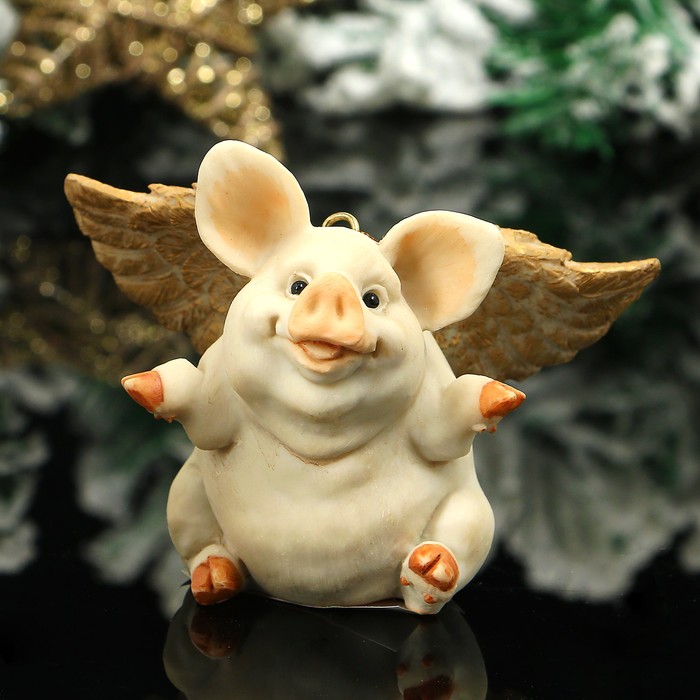 Сувенир «Свинка с крыльями», белая, 10×8,5×8 см, полистоун