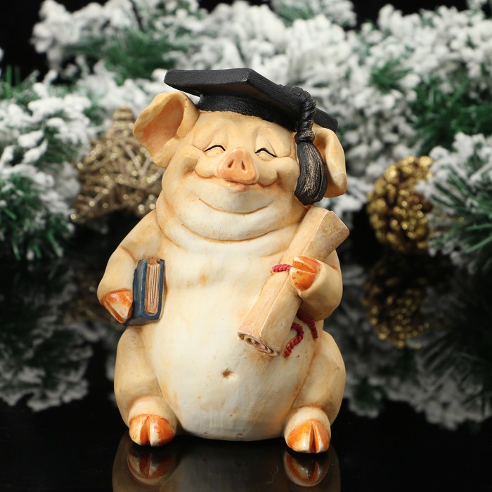 Сувенир «Поросёнок - учёный», 11,5×11×16 см, полистоун