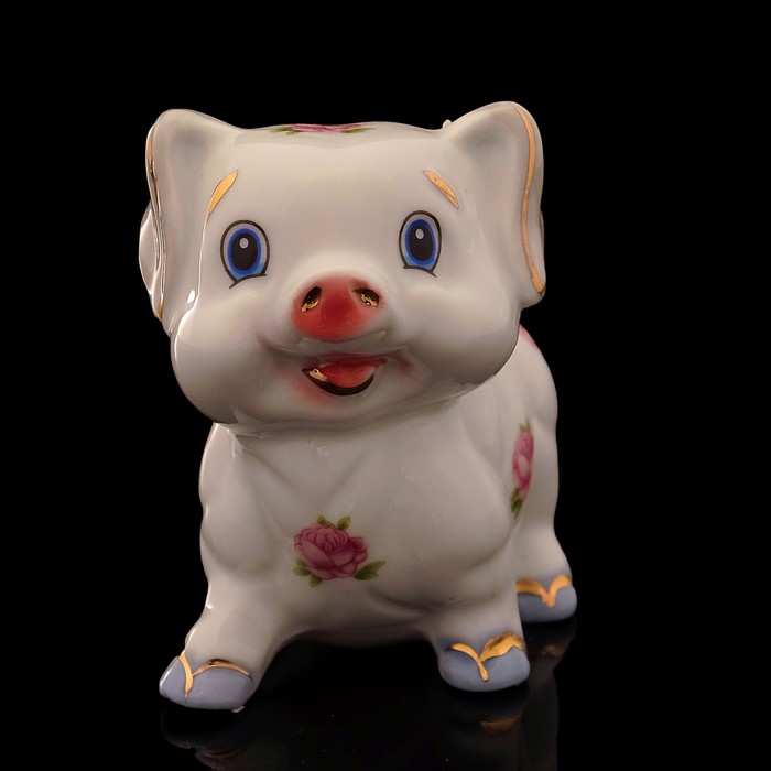 Набор «Поросёнок», 2 шт: 8×5×8 см, белый, фарфор