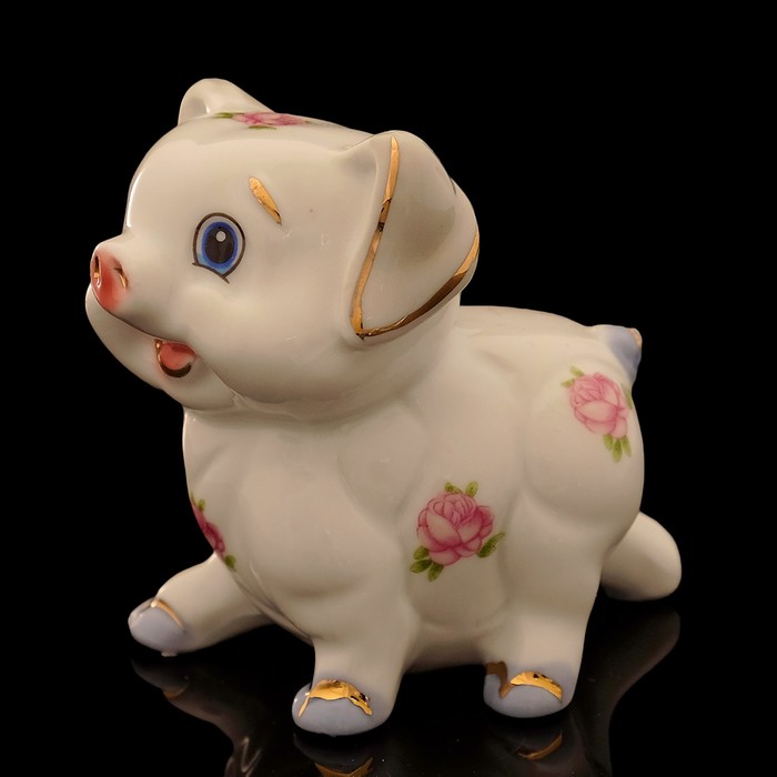Набор «Поросёнок», 2 шт: 8×5×8 см, белый, фарфор