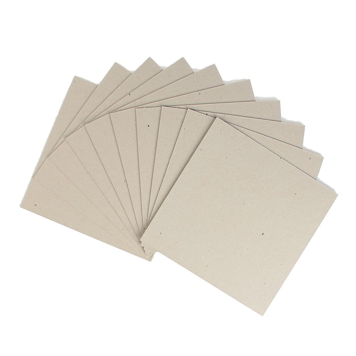 Набор переплетного картона для творчества (10 листов) 20х20 см, толщина 1 мм (серый)