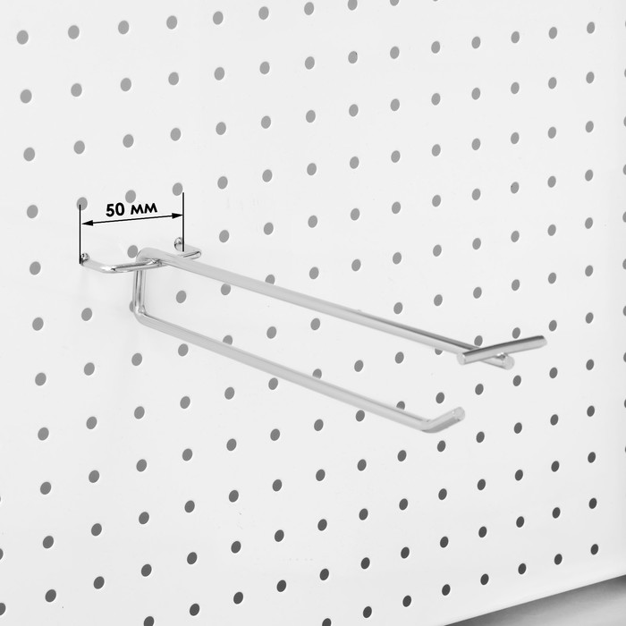 Крючок одинарный с ценникодержателем для металлической перфорированной панели 50мм, L25, d4,8мм, цвет хром
