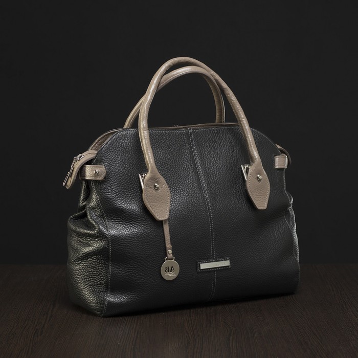 Сумка женская, отдел на молнии, наружный карман, цвет чёрный/капучино