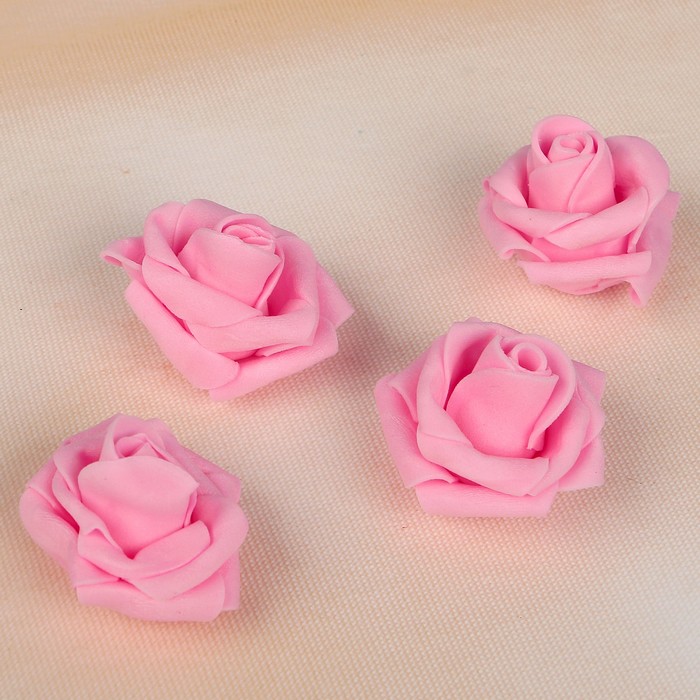 Цветок латексный ,4 штуки, D=4см, розовый