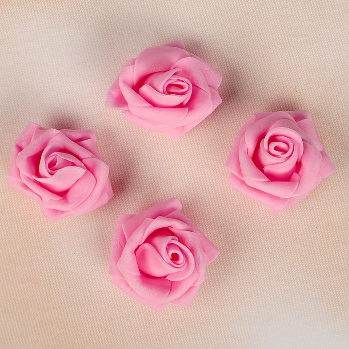 Цветок латексный ,4 штуки, D=4см, розовый