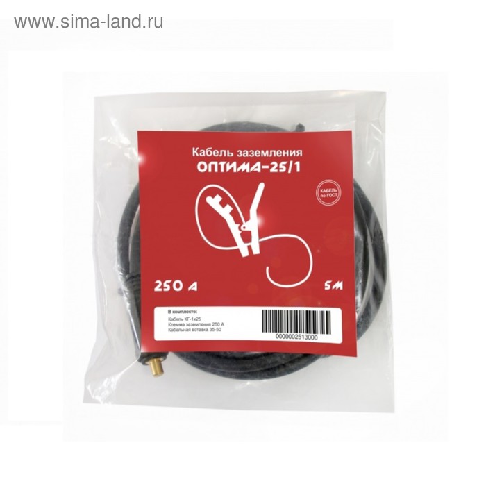 

Кабель заземления Optima-25/1 2515000, 250 А, 5 м, тип разъема 35-50