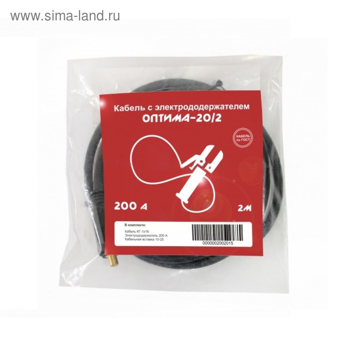 Кабель с электрододержателем Optima-202 2022000 200 А 2 м тип разъема 10-25 805₽