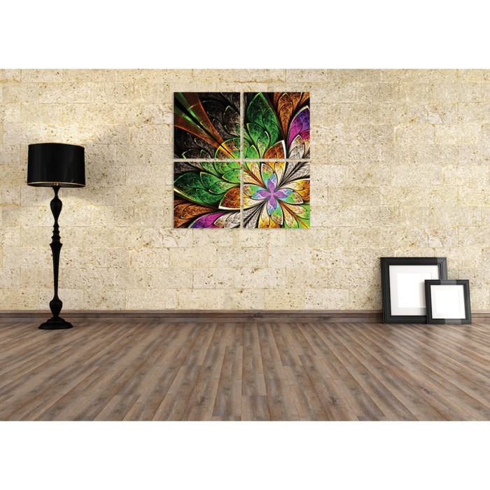 Модульная картина на стекле "Абстрактный цветок" 120*56 см