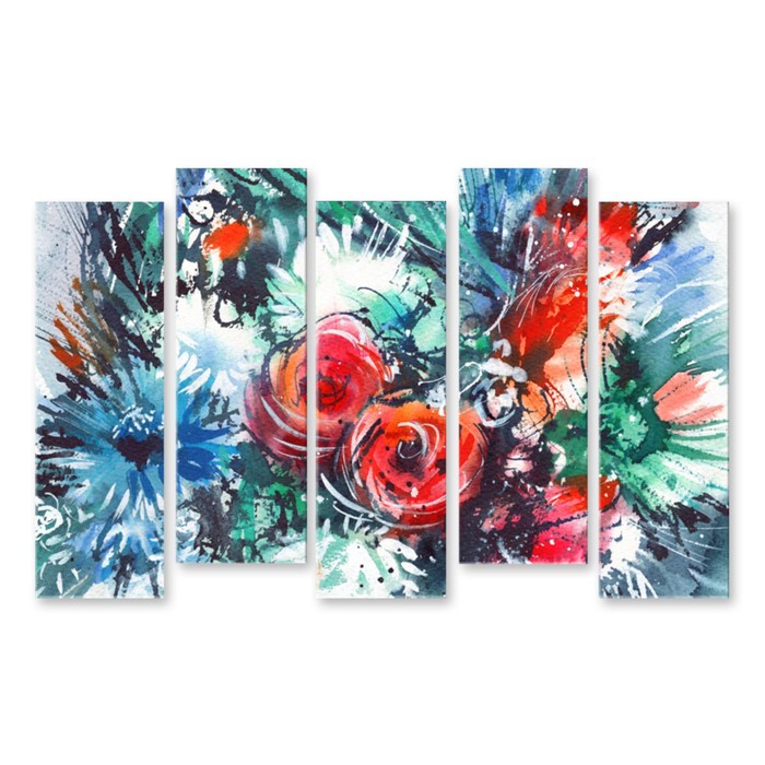 Модульная картина на стекле "Аляпистые цветочки" 120*76 см