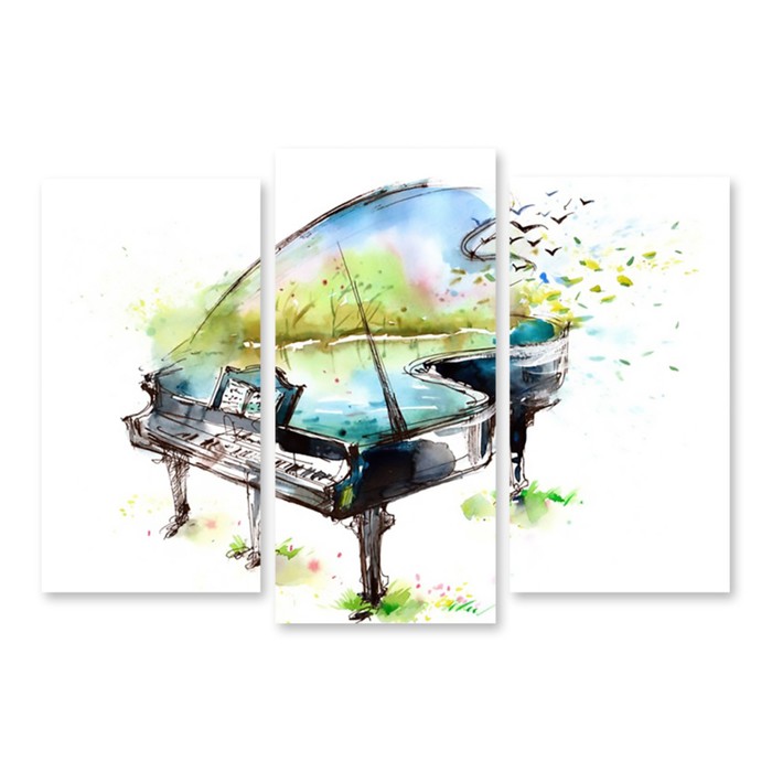 Модульная картина на стекле "Весенний рояль" 120*81 см