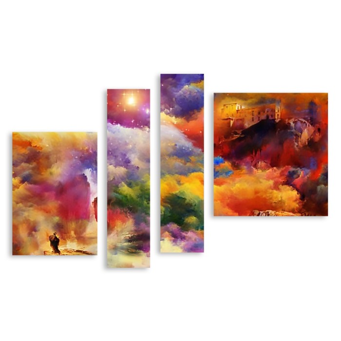 Модульная картина на стекле "Выдуманный мир" 120*76см