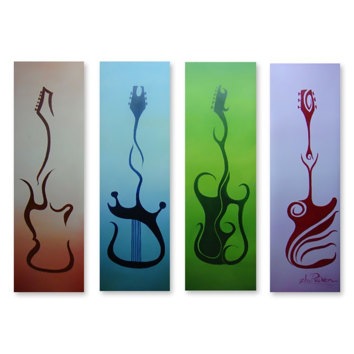 Модульная картина на стекле "Гитары" 120*92 см