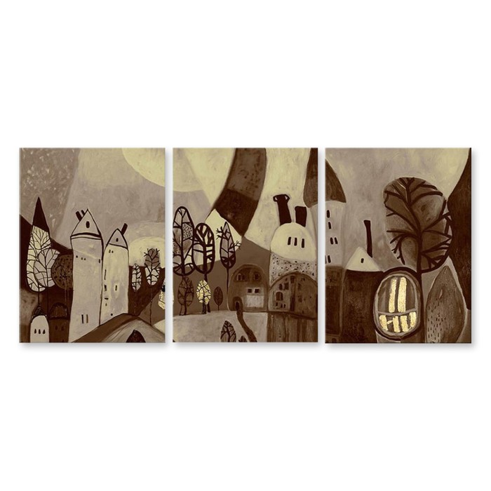 Модульная картина на стекле "Город в сепии" 120*55 см