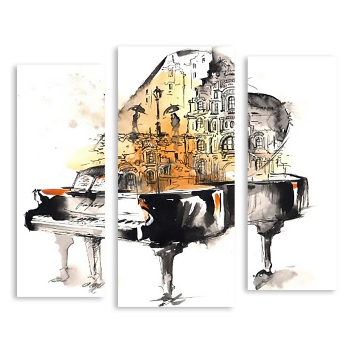 Модульная картина на стекле "Город музыки" 120*101 см