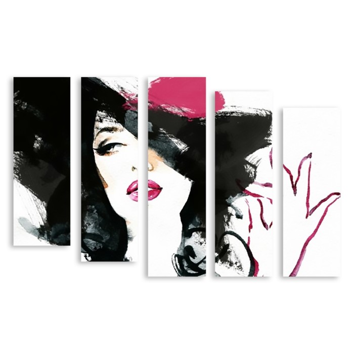 Модульная картина на стекле "Девушка в шляпе" 120*76 см