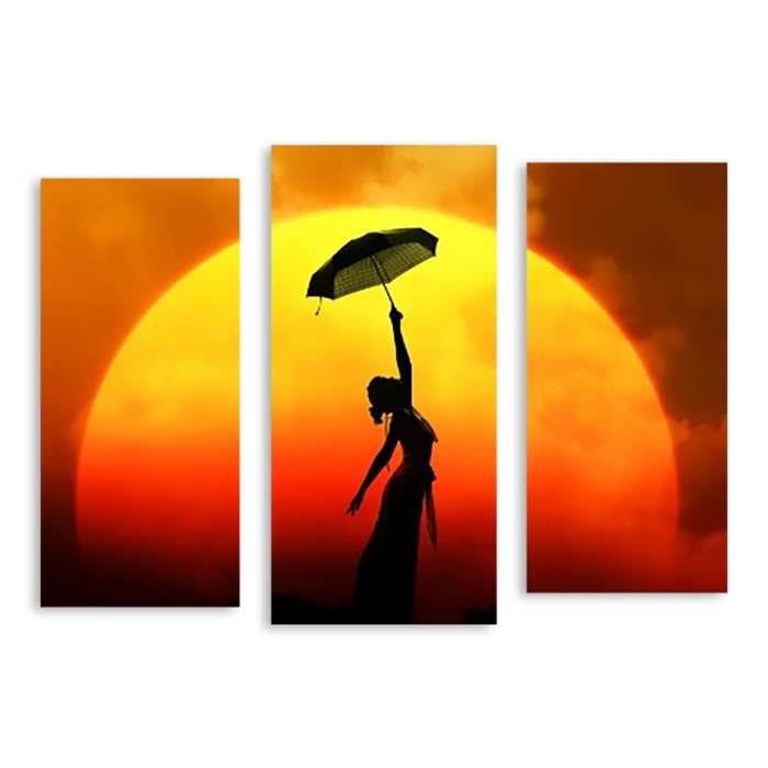 Модульная картина на стекле "Девушка с зонтиком" 120*88 см