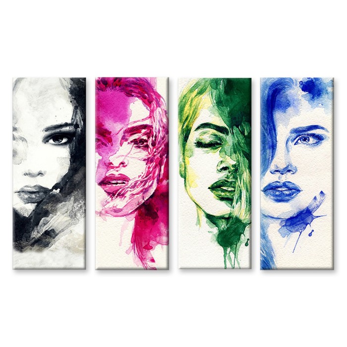 Модульная картина на стекле "Девушки" 90*41 см