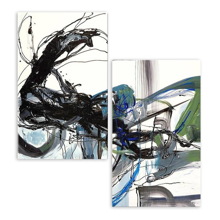 Модульная картина на стекле "Дикость в чёрном" 120*120 см