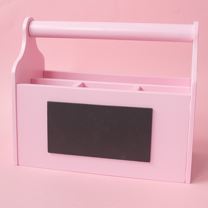 Карандашница деревянная, 24 х 20 х 12 см, розовая