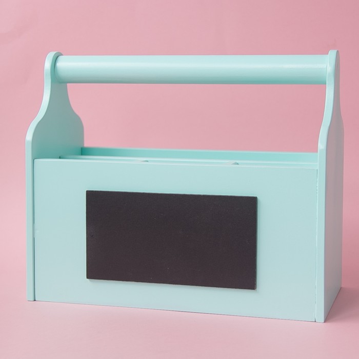 Карандашница деревянная, 24 х 20 х 12 см, бирюзовая